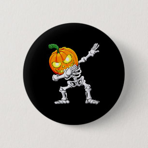 Badge Rond 5 Cm Garçons d'Halloween Dabbing Squelette et Citrouill