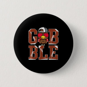 Badge Rond 5 Cm Garçons drôles de football gobble Thanksgiving Tur