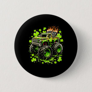Badge Rond 5 Cm Garçons Enfants Monster Camion Vert Trèfle St Patr