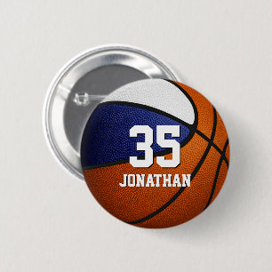 Badge Rond 5 Cm garçons filles bleu blanc basketball équipe couleu