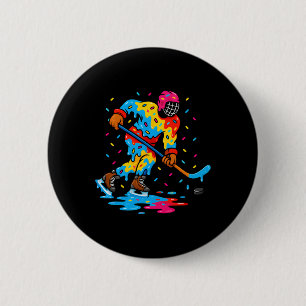 Badge Rond 5 Cm Garçons Filles de Crème Glacée Hockey sur Glace Dé