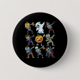 Badge Rond 5 Cm Garçons Halloween Skeleton Jack-o'-lantern Zombie