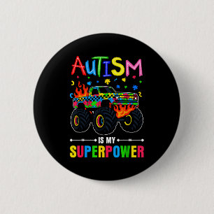 Badge Rond 5 Cm Garçons sensibilisation à l'autisme camion monstre