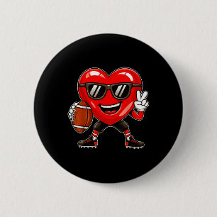 Badge Rond 5 Cm Garçons Valentines Jour Coeur Jouer Football Garço