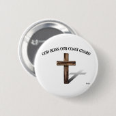 Badge Rond 5 Cm GARDE CÔTIÈRE DIEU BLESS avec croix robuste (Devant & derrière)