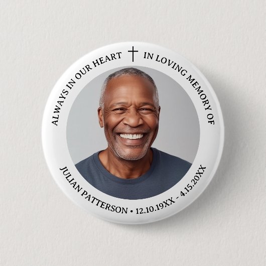 Badge Rond 5 Cm Garde-mémoire simple photo funéraire (Devant)