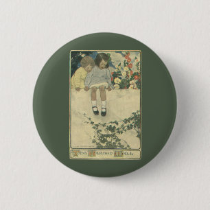 Badge Rond 5 Cm Garden Wall Jessie Willcox Smith, Enfants Vintages