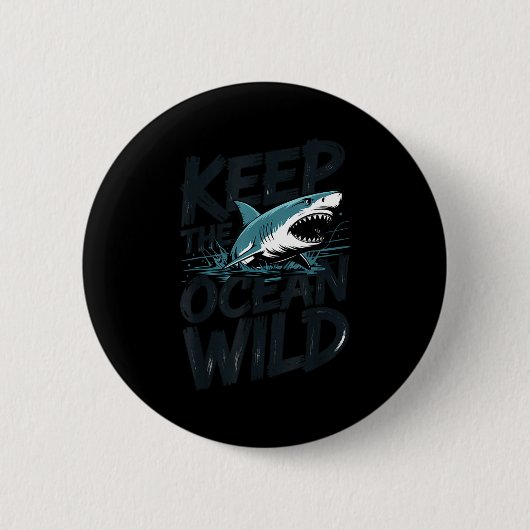Badge Rond 5 Cm Garder le message de conservation des requins de l (Devant)
