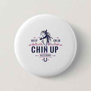 Badge Rond 5 Cm Gardez Le Calme Chin En Haut talons En Bas Équitat