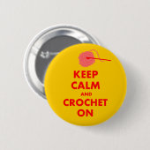 Badge Rond 5 Cm Gardez le calme et faites du crochet sur des (Devant & derrière)
