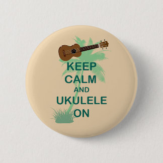 Badge Rond 5 Cm Gardez le calme et l'ukulélé sur la copie unique