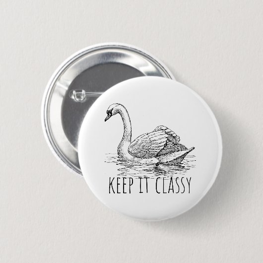 Badge Rond 5 Cm Gardez-le Classique Élégant Cygne (Devant & derrière)