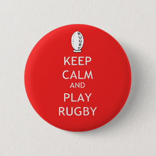 Badge Rond 5 Cm Gardez le rugby de calme et de jeu