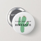 Badge Rond 5 Cm Gardez votre distance cactus humour blanc vert (Devant & derrière)
