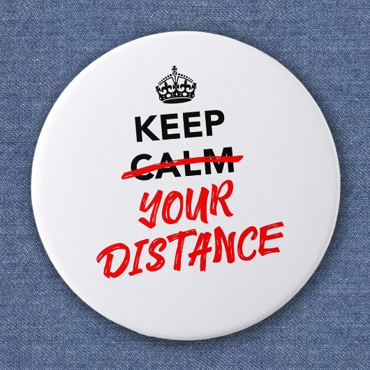 Badge Rond 5 Cm Gardez votre distance - Slogan Distancing Social