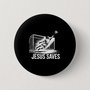 Badge Rond 5 Cm Gardien de but de football Jésus sauve chrétien So