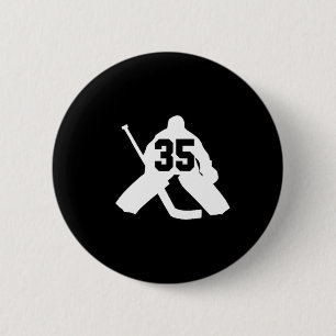 Badge Rond 5 Cm Gardien de but de hockey numéro trente-cinq 35