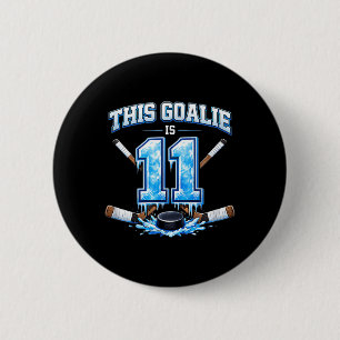 Badge Rond 5 Cm Gardien de but de hockey sur glace pour son 11e an