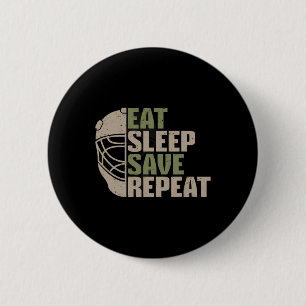 Badge Rond 5 Cm Gardien de but de hockey sur glace vintage