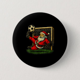 Badge Rond 5 Cm Gardien de football Père Noël Noël Sports Garçons