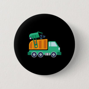 Badge Rond 5 Cm Garge Camion Recyclage des déchets Collecteur Eart