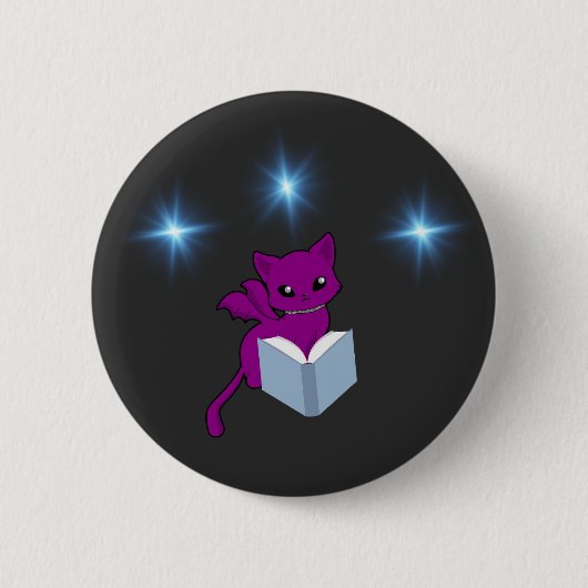 Badge Rond 5 Cm Gargoyle Chat/ Chat ailé Lecture (Devant)
