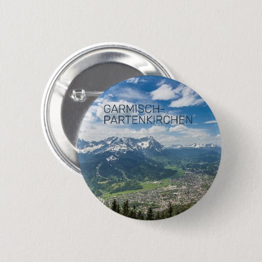 Badge Rond 5 Cm Garmisch-Partenkirchen Bavaria Alpes Panorama Cade (Devant & derrière)