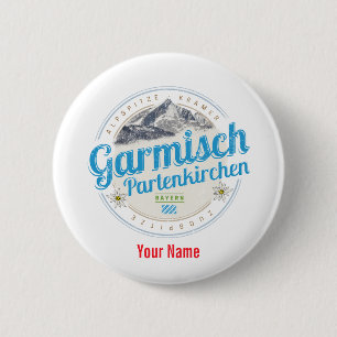 Badge Rond 5 Cm Garmisch Partenkirchen Bavière Alpes Vintages