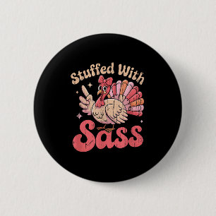 Badge Rond 5 Cm Garnis de S, Dindonneaux, Nœud Coquette Rose Drôle