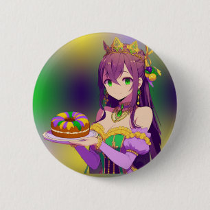 Badge Rond 5 Cm Gâteau Anime Mardi Gras King