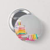 Badge Rond 5 Cm gâteau d'anniversaire arc-en-ciel (Devant & derrière)
