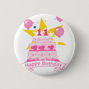 Badge Rond 5 Cm Gâteau d'anniversaire de 11 ans