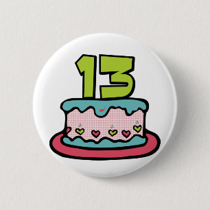 Badge Rond 5 Cm Gâteau d'anniversaire de 13 ans