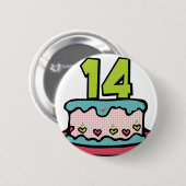 Badge Rond 5 Cm Gâteau d'anniversaire de 14 ans (Devant & derrière)