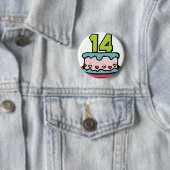 Badge Rond 5 Cm Gâteau d'anniversaire de 14 ans (En situation)