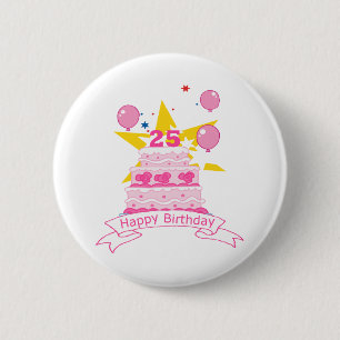 Badge Rond 5 Cm Gâteau d'anniversaire de 25 ans