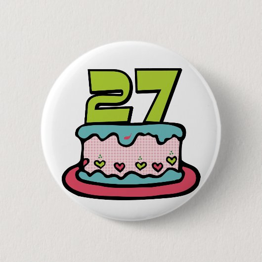 Badge Rond 5 Cm Gâteau d'anniversaire de 27 ans (Devant)
