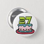 Badge Rond 5 Cm Gâteau d'anniversaire de 27 ans (Devant & derrière)
