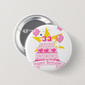 Badge Rond 5 Cm Gâteau d'anniversaire de 33 ans (Devant & derrière)