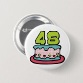 Badge Rond 5 Cm Gâteau d'anniversaire de 48 ans (Devant & derrière)