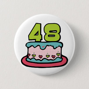 Badge Rond 5 Cm Gâteau d'anniversaire de 48 ans