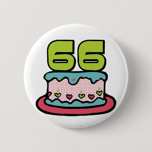 Badge Rond 5 Cm Gâteau d'anniversaire de 66 ans