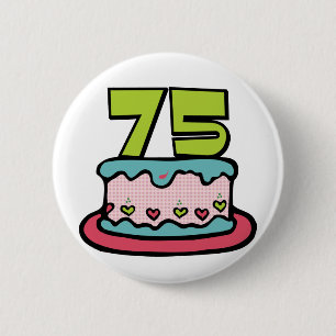 Badge Rond 5 Cm Gâteau d'anniversaire de 75 ans