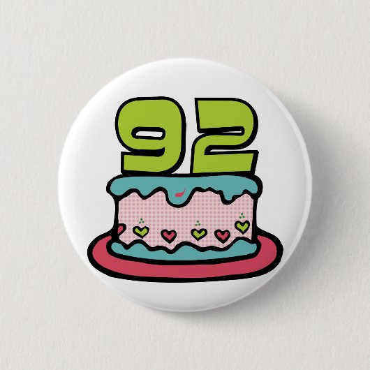 Badge Rond 5 Cm Gâteau d'anniversaire de 92 ans (Devant)