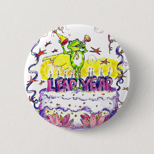 Badge Rond 5 Cm Gâteau d'anniversaire de bouton d'année bissexti