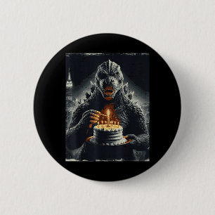 Badge Rond 5 Cm Gâteau d'anniversaire de monstre japonais drôle fê