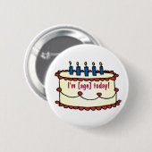 Badge Rond 5 Cm Gâteau d'anniversaire, je suis [âge] aujourd'hui ! (Devant & derrière)