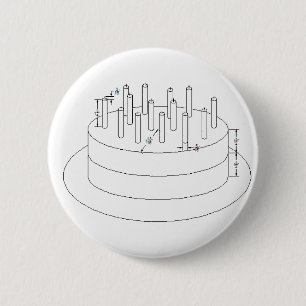 Badge Rond 5 Cm Gâteau d'anniversaire - style architectural rédigé