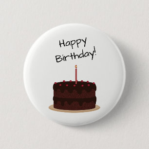 Badge Rond 5 Cm Gâteau de chocolat de joyeux anniversaire