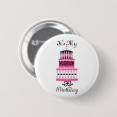 Badge Rond 5 Cm Gâteau rose et noir (Devant & derrière)